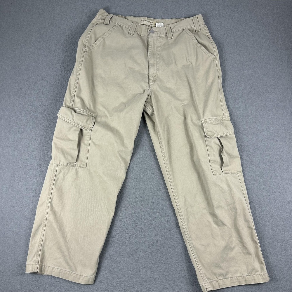 Vintage Levi's SilverTab Cargo Pants‎ Mens 36x30 Khaki 100% Cotton Y2K Utility